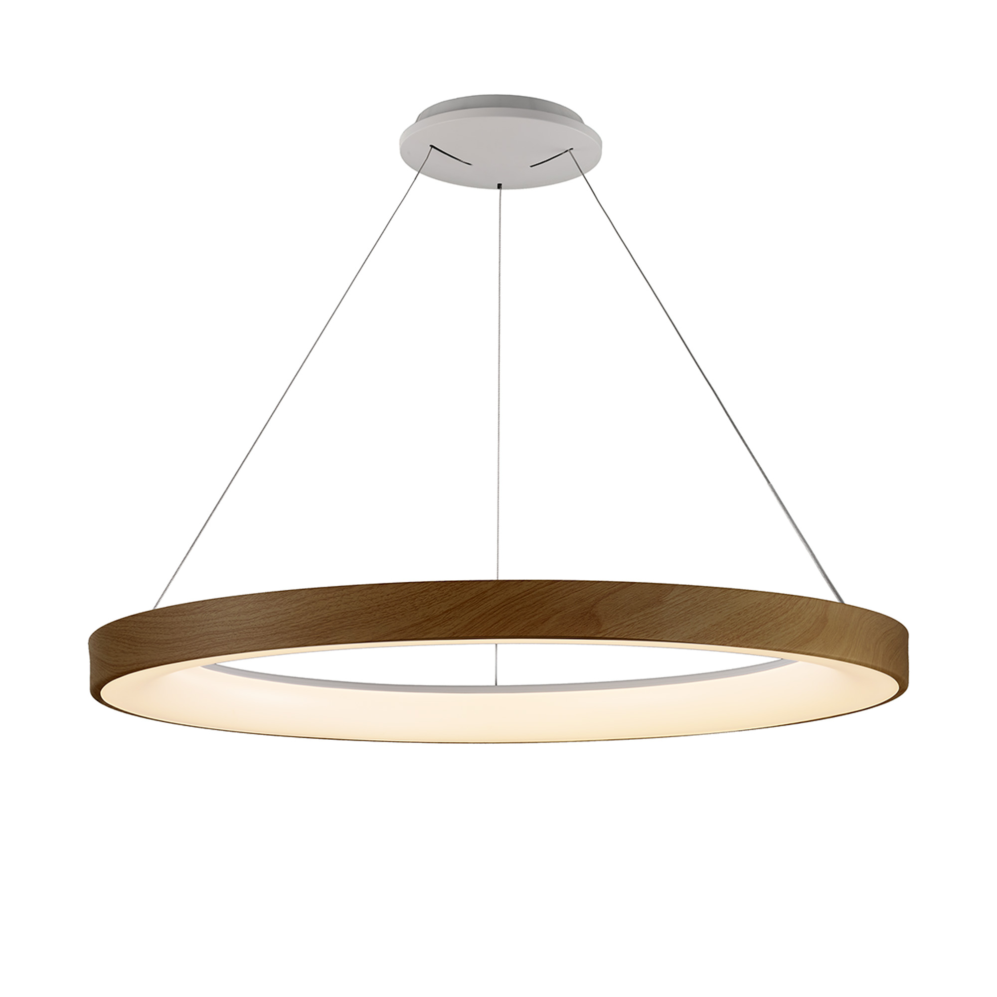 M8015  Niseko Dimmable Pendant Ring 66W LED With Remote Wood